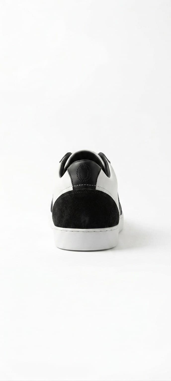 Refrain Saddle heel with brushed suede counter